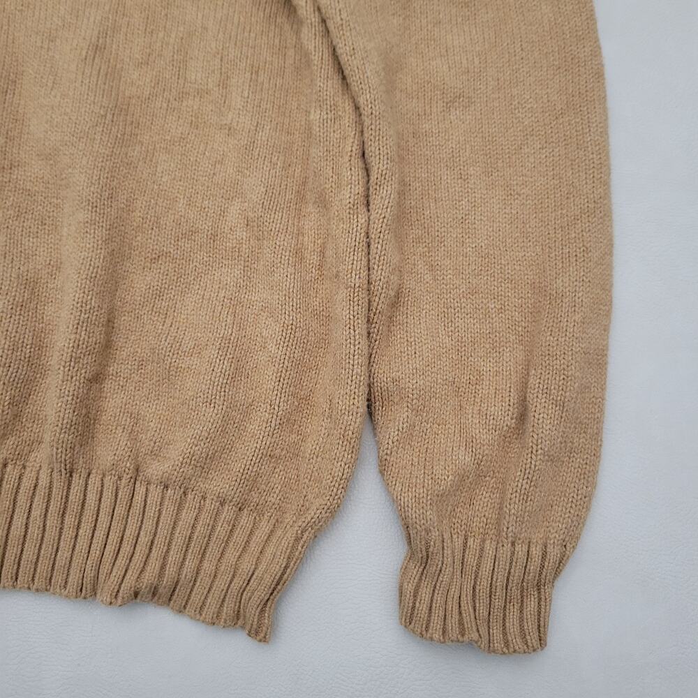 Vintage POLO Ralph Lauren Camel Brown Mens 100% Cotton Sweater Crew Neck XL - Picture 2 of 12